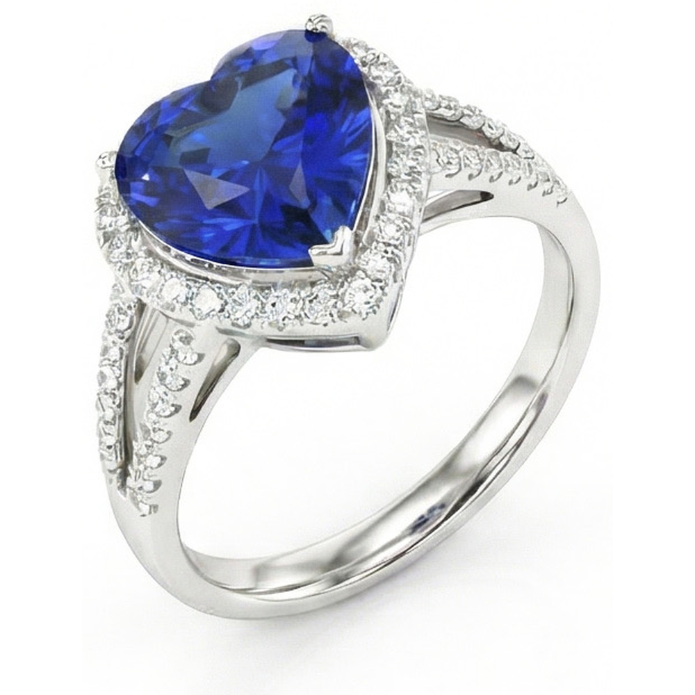 4.60 Ct Ceylon Blue Sapphire Natural Earth Mined Diamonds Ring White Gold 14K