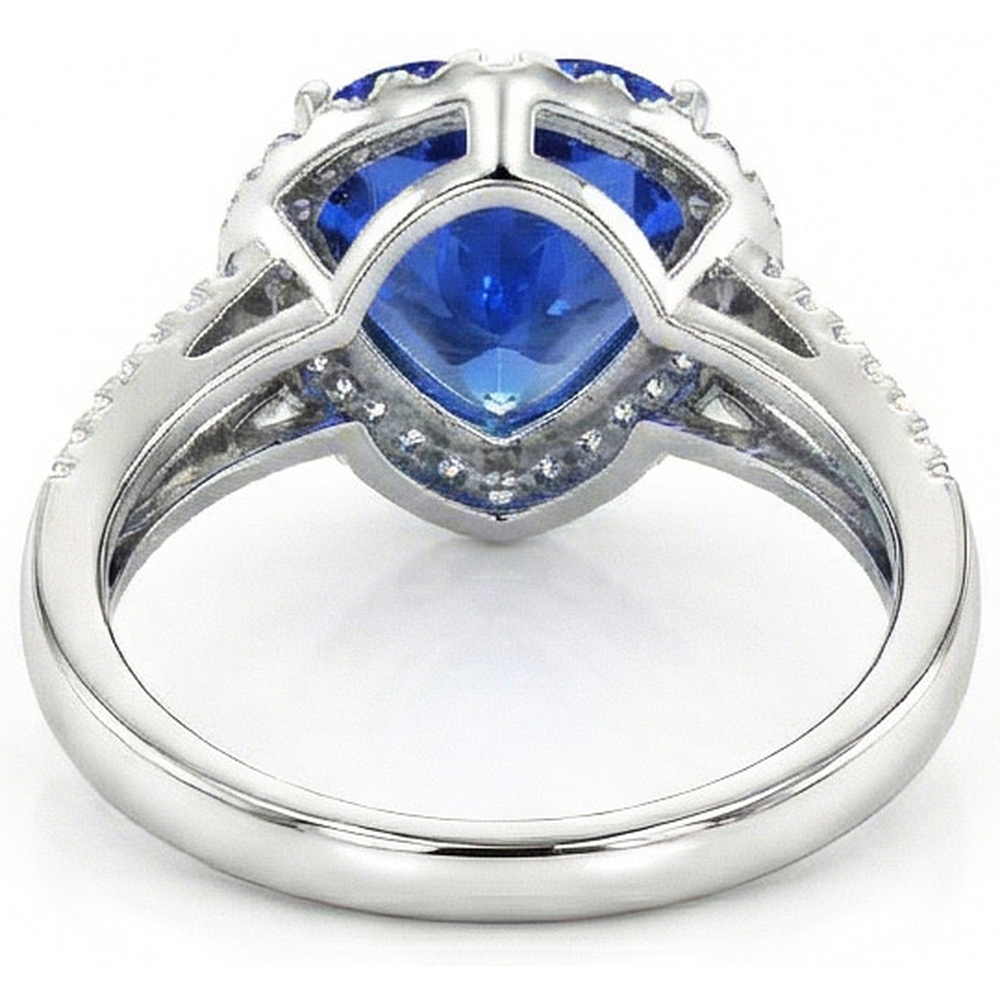4.60 Ct Ceylon Blue Sapphire Natural Earth Mined Diamonds Ring White Gold 14K