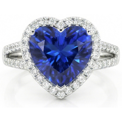 4.60 Ct Ceylon Blue Sapphire Natural Earth Mined Diamonds Ring White Gold 14K