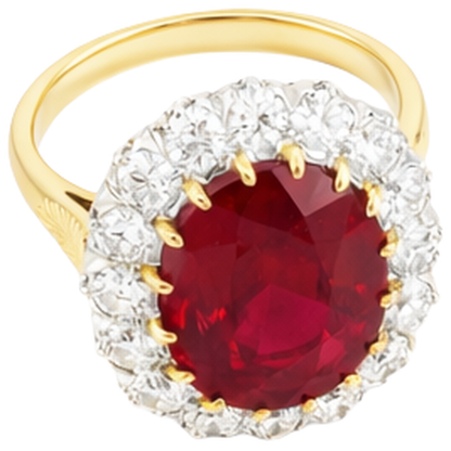 4.70 Ct Oval Ruby With Natural Earth Mined Diamonds Ring Two Tone Gold 14K