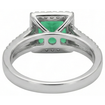 4.75 Ct. Princess Cut Green Emerald GIA Natural Earth Mined Diamond Ring WG 14K Jewelry