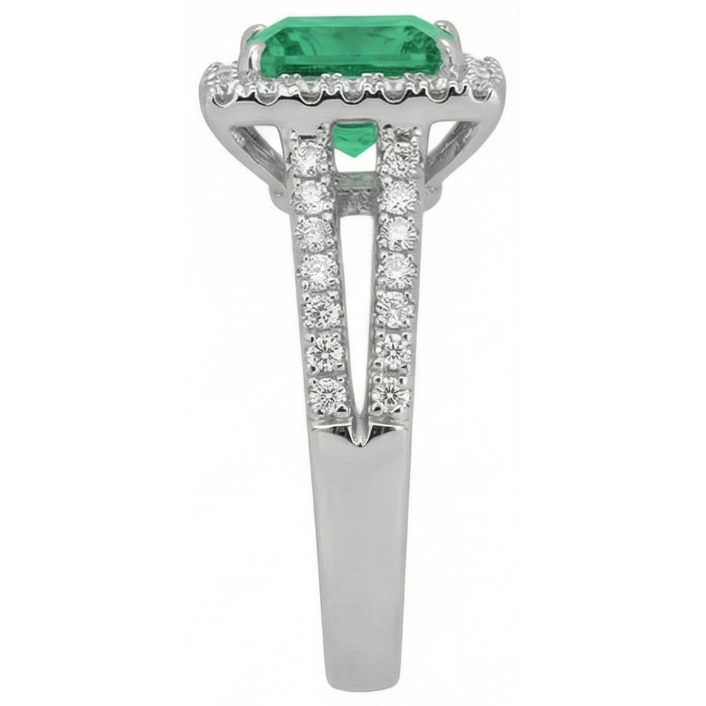 4.75 Ct. Princess Cut Green Emerald GIA Natural Earth Mined Diamond Ring WG 14K Jewelry