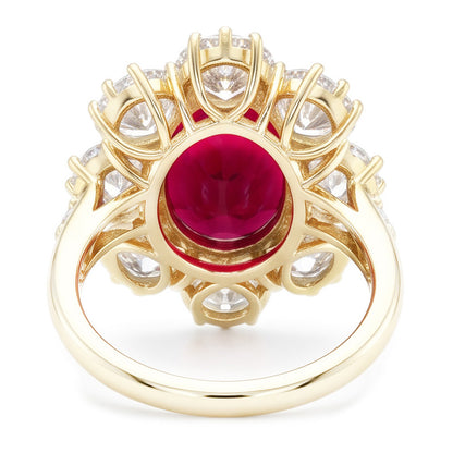 4.75 Ct Red Sapphire With Natural Earth Mined Diamonds Wedding Ring White Gold 14K