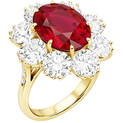 4.75 Ct Ruby With Natural Earth Mined Diamonds Ring Yellow Gold 14K