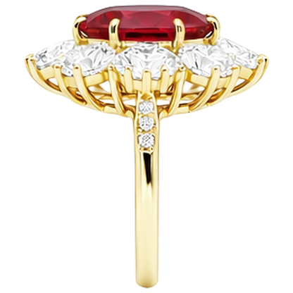 4.75 Ct Ruby With Natural Earth Mined Diamonds Ring Yellow Gold 14K