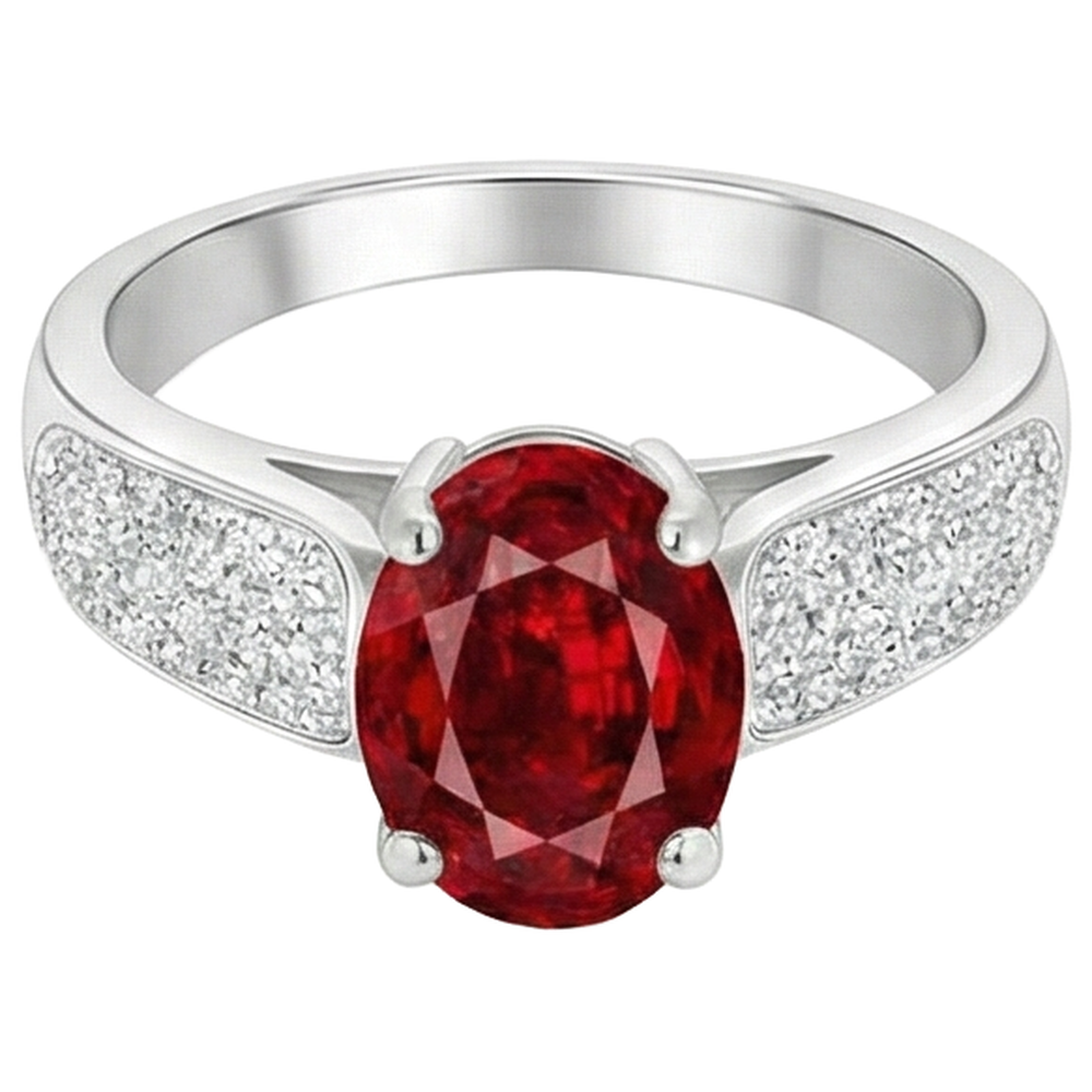 natural round ruby 4.80ct ring side angle
