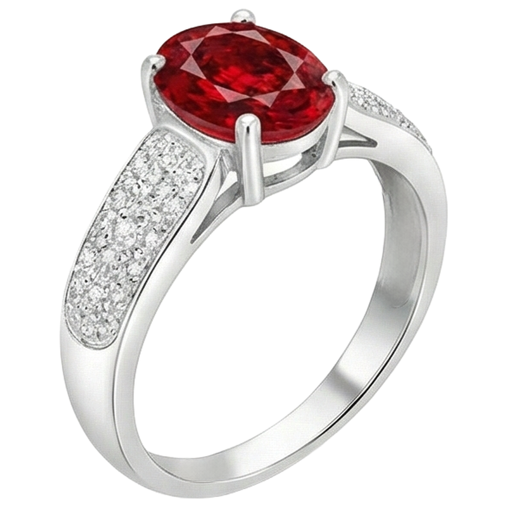 natural round ruby 4.80ct ring top view