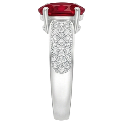 natural round ruby 4.80ct ring profile view