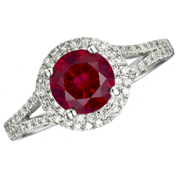 4.80 Ct Halo Red Ruby With Accents Natural Earth Mined Diamond Wedding Ring White Gold 14K