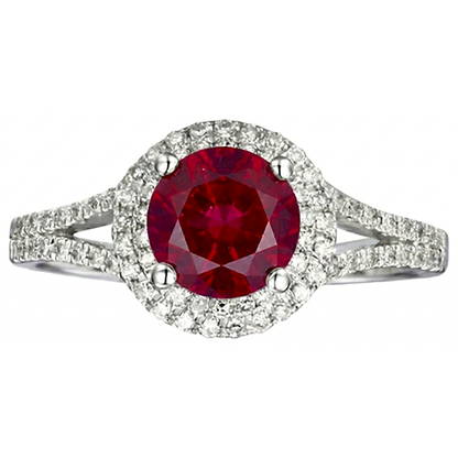 4.80 Ct Halo Red Ruby With Accents Natural Earth Mined Diamond Wedding Ring White Gold 14K