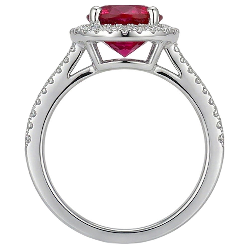 4.80 Ct Halo Red Ruby With Accents Natural Earth Mined Diamond Wedding Ring White Gold 14K