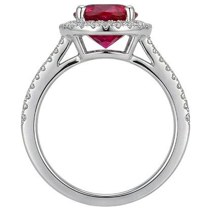 4.80 Ct Halo Red Ruby With Accents Natural Earth Mined Diamond Wedding Ring White Gold 14K