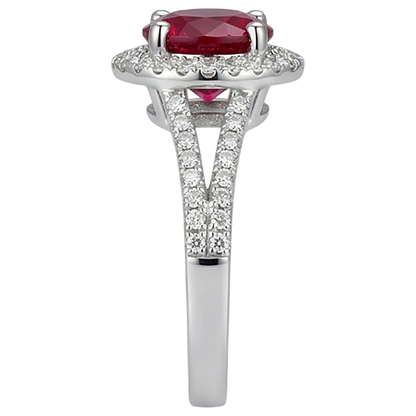 4.80 Ct Halo Red Ruby With Accents Natural Earth Mined Diamond Wedding Ring White Gold 14K