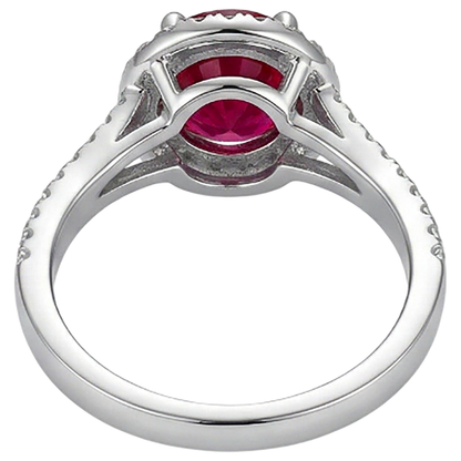 4.80 Ct Halo Red Ruby With Accents Natural Earth Mined Diamond Wedding Ring White Gold 14K