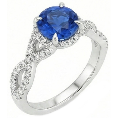 natural round sapphire 4.85ct ring front view