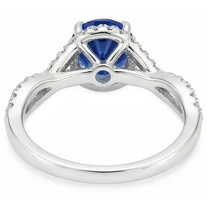 natural round sapphire 4.85ct ring profile view