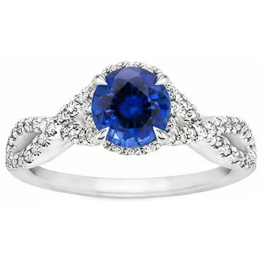 natural round sapphire 4.85ct ring side angle