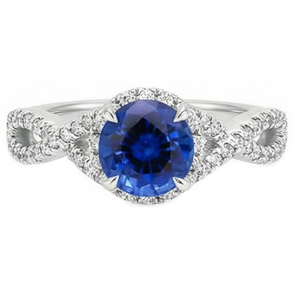 natural round sapphire 4.85ct ring close up detail