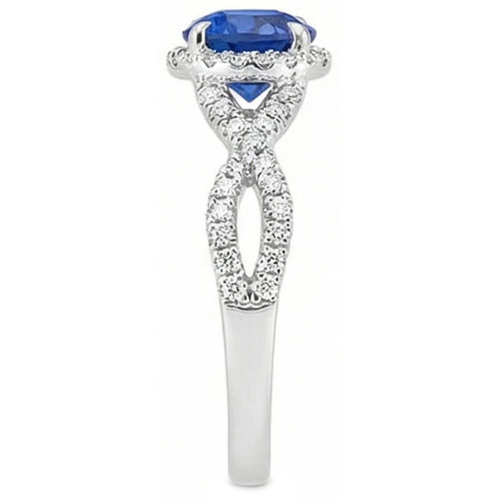 natural round sapphire 4.85ct ring top view