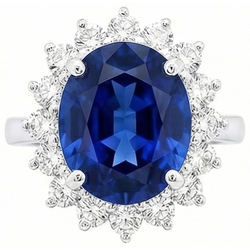 4 Carat Sri Lanka Sapphire Round Natural Earth Mined Diamonds Engagement Ring Gold 14K