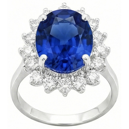 4 Carat Sri Lanka Sapphire Round Natural Earth Mined Diamonds Engagement Ring Gold 14K