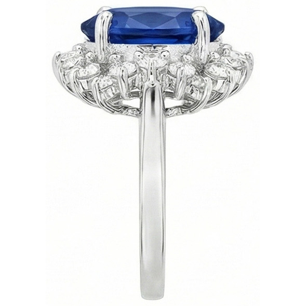 4 Carat Sri Lanka Sapphire Round Natural Earth Mined Diamonds Engagement Ring Gold 14K