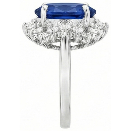4 Carat Sri Lanka Sapphire Round Natural Earth Mined Diamonds Engagement Ring Gold 14K