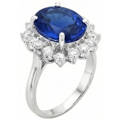 4 Carat Sri Lanka Sapphire Round Natural Earth Mined Diamonds Engagement Ring Gold 14K