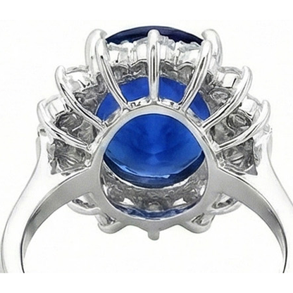 4 Carat Sri Lanka Sapphire Round Natural Earth Mined Diamonds Engagement Ring Gold 14K