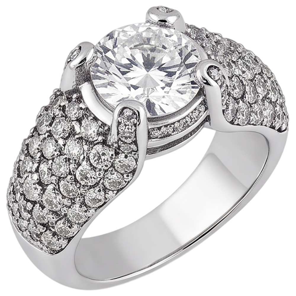 4 Carats Real Natural Earth Mined Diamond White Gold 14K Engagement Ring