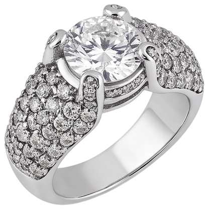 4 Carats Real Natural Earth Mined Diamond White Gold 14K Engagement Ring