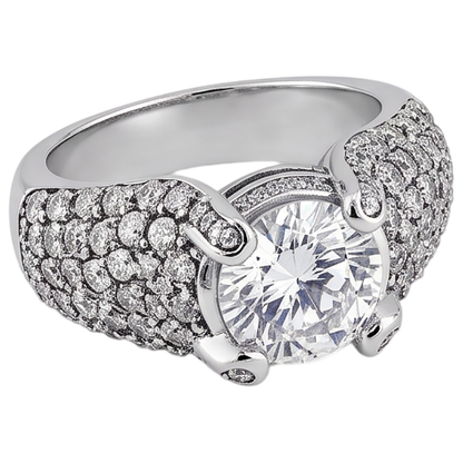 4 Carats Real Natural Earth Mined Diamond White Gold 14K Engagement Ring