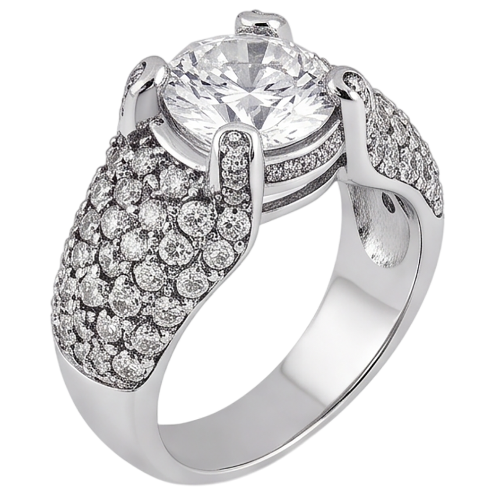 4 Carats Real Natural Earth Mined Diamond White Gold 14K Engagement Ring