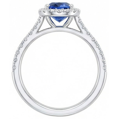 4 Carats Sri Lankan Sapphire Natural Earth Mined Diamonds Ring Prong Set White Gold 14K