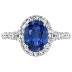 4 Carats Sri Lankan Sapphire Natural Earth Mined Diamonds Ring Prong Set White Gold 14K