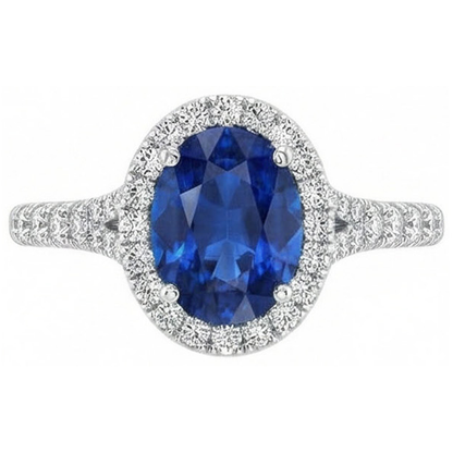 4 Carats Sri Lankan Sapphire Natural Earth Mined Diamonds Ring Prong Set White Gold 14K
