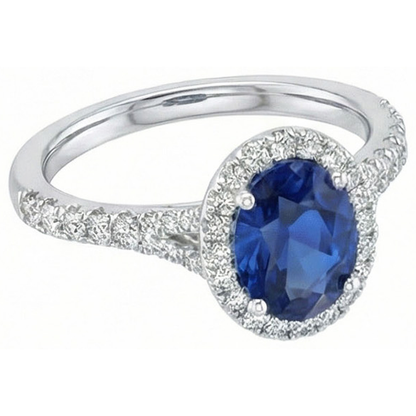 4 Carats Sri Lankan Sapphire Natural Earth Mined Diamonds Ring Prong Set White Gold 14K
