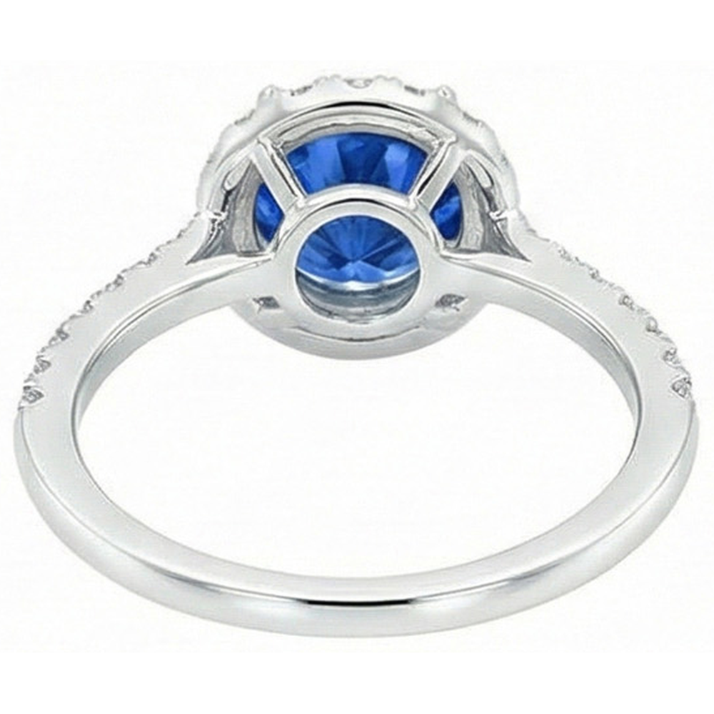 4 Ct Ceylon Sapphire And Natural Earth Mined Diamonds Ring White Gold 14K