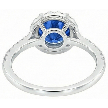 4 Ct Ceylon Sapphire And Natural Earth Mined Diamonds Ring White Gold 14K