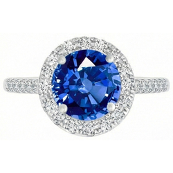 4 Ct Ceylon Sapphire And Natural Earth Mined Diamonds Ring White Gold 14K