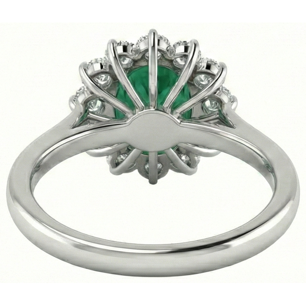 4 Ct. Solitaire With Accent Green Emerald GIA And Natural Earth Mined Diamonds Ring White Gold 14K