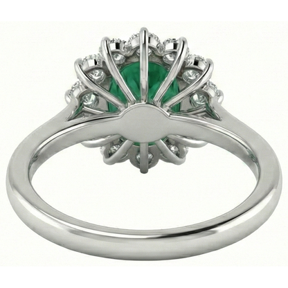 4 Ct. Solitaire With Accent Green Emerald GIA And Natural Earth Mined Diamonds Ring White Gold 14K