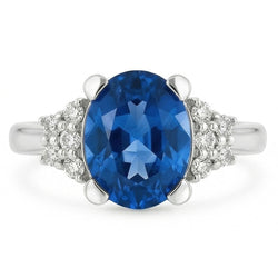 4 Ct Sri Lanka Blue Sapphire And Natural Earth Mined Diamond Ring White Gold 14K