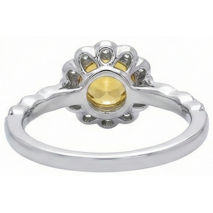 4 Ct Yellow Sapphire And Natural Earth Mined Diamonds Ring White Gold 14K