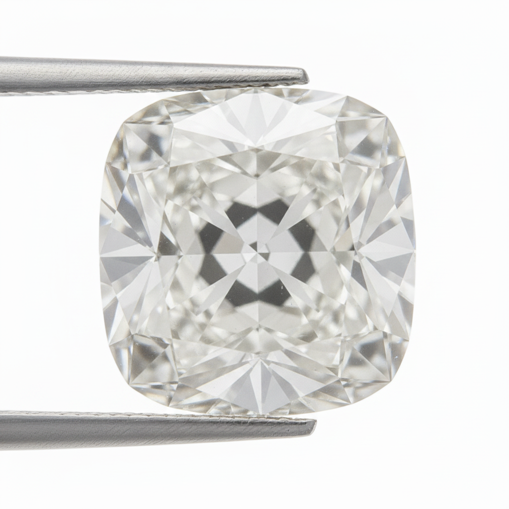H VS1 4 Carat Authentic Old Mine Cushion Cut Natural Loose Diamond