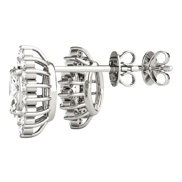 4.20 Carats Marquise And Round Cut Natural Earth Mined Diamonds Studs Earrings Halo WG 14K