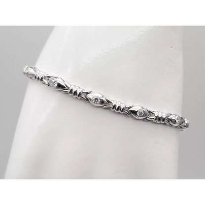 4.20 Ct Bezel Set Round Natural Earth Mined Diamond X Link Bracelet White Gold 14K Jewelry