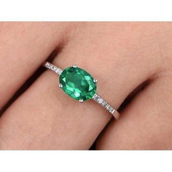 4.25 Ct Oval Cut Green Emerald GIA With Natural Earth Mined Diamond Ring Gold