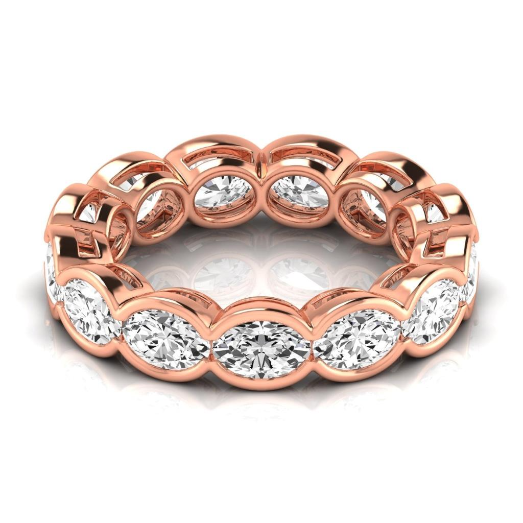 4.29 Ct Oval Diamond Bezel Set Eternity Band Rose Gold Lab Grown Ring