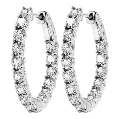 4.30 Carats Sparkling Brilliant Cut Natural Earth Mined Diamonds Lady Hoop Earrings WG 14K
